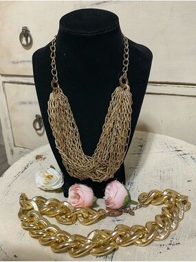 Gold Multi-Chain Statement Necklace - Elegant Layered Women’s Jewelry